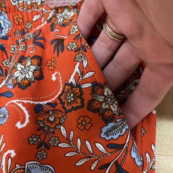 J. Jill size XS Mid-rise Orange with Blue with Bohemian Print Elastic Shorts - Picture 6 of 10
